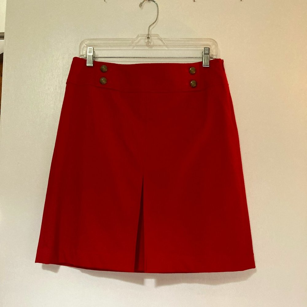 Red Talbots A-Line Pleat Front Skirt - size 8 petite